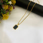 Reversible Rectangle Pendant Necklace - Stainless Steel