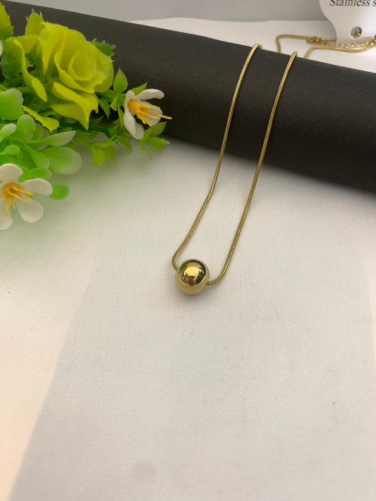 Single Ball Pendant Necklace - Stainless Steel