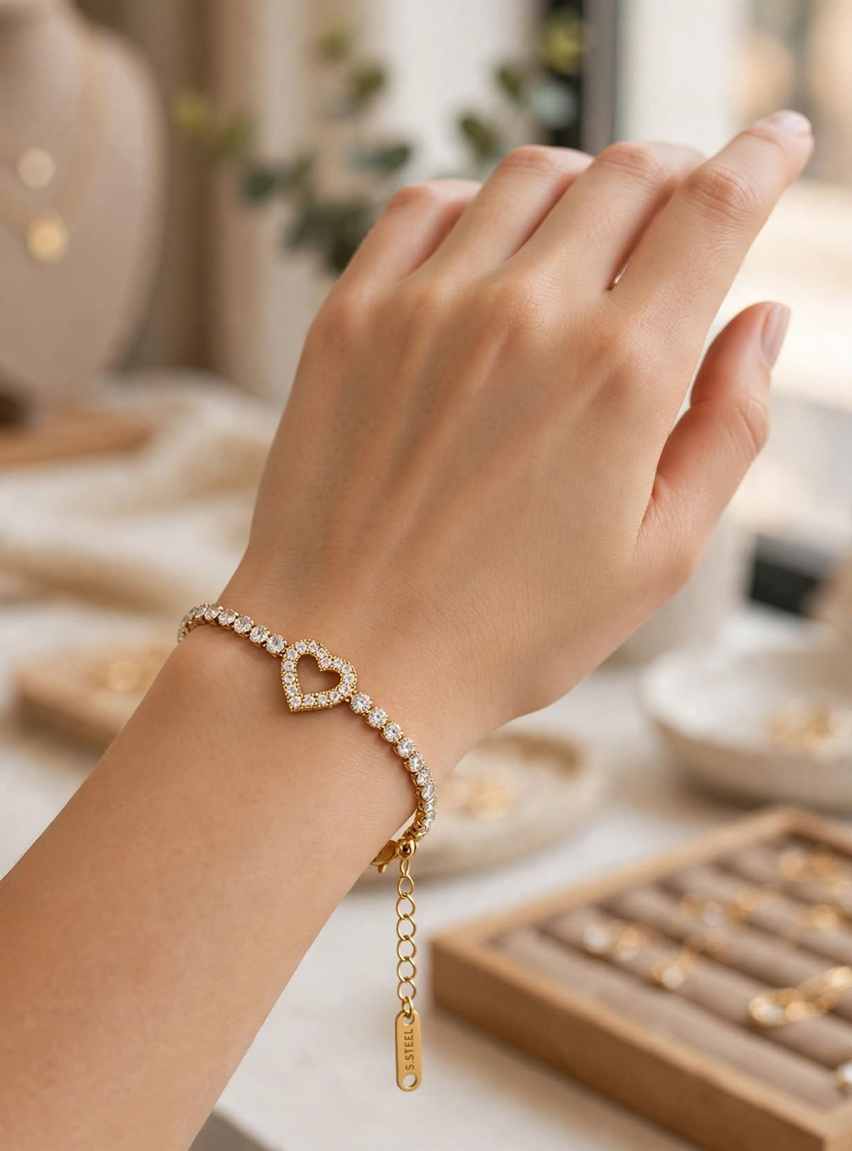 Heart Crystal Tennis Bracelet