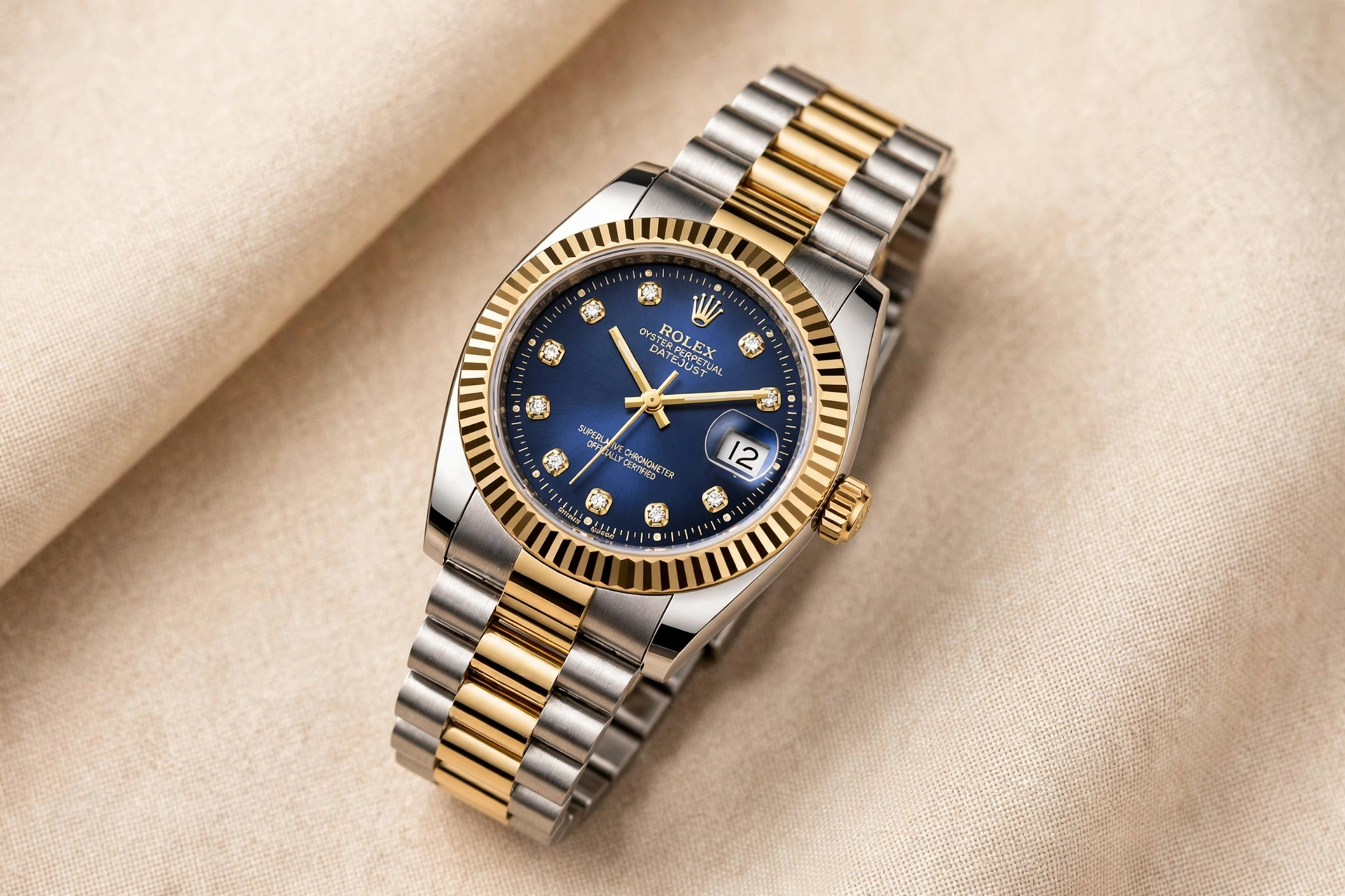 Rolex Blue Dail Two-Tone Watch