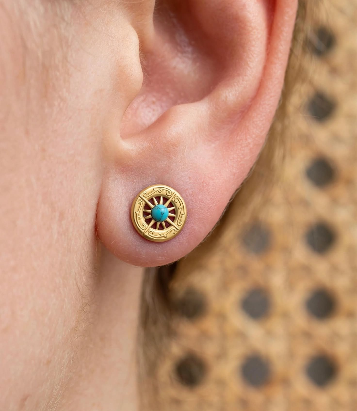 Turquoise Compass Stud Earrings