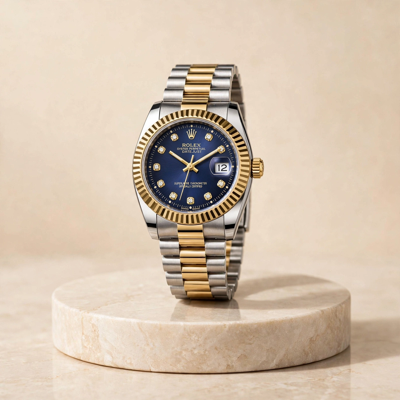 Rolex Blue Dail Two-Tone Watch