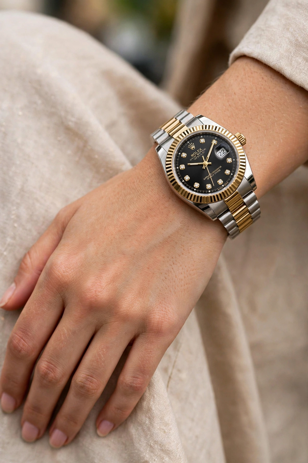 Black Dial Two-Tone Watch