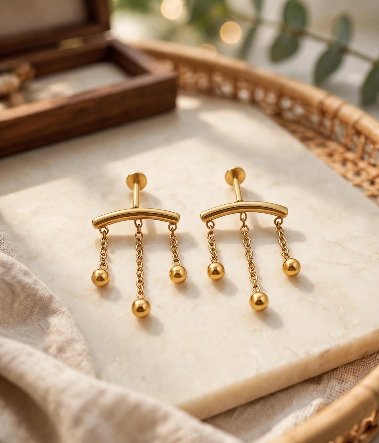Triple Ball Chain Bar Studs