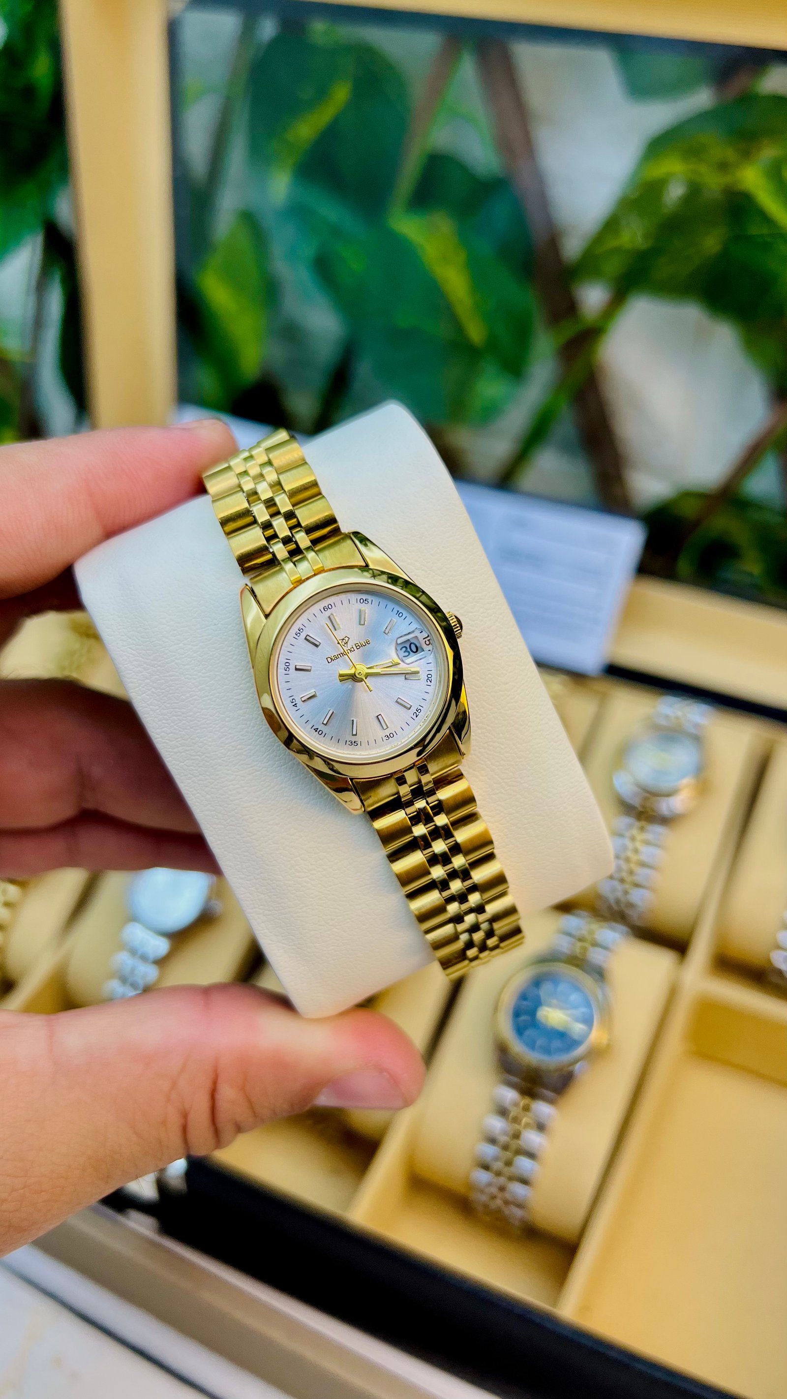 Diamond Blue Full Gold Jubilee Golden Dial Watch
