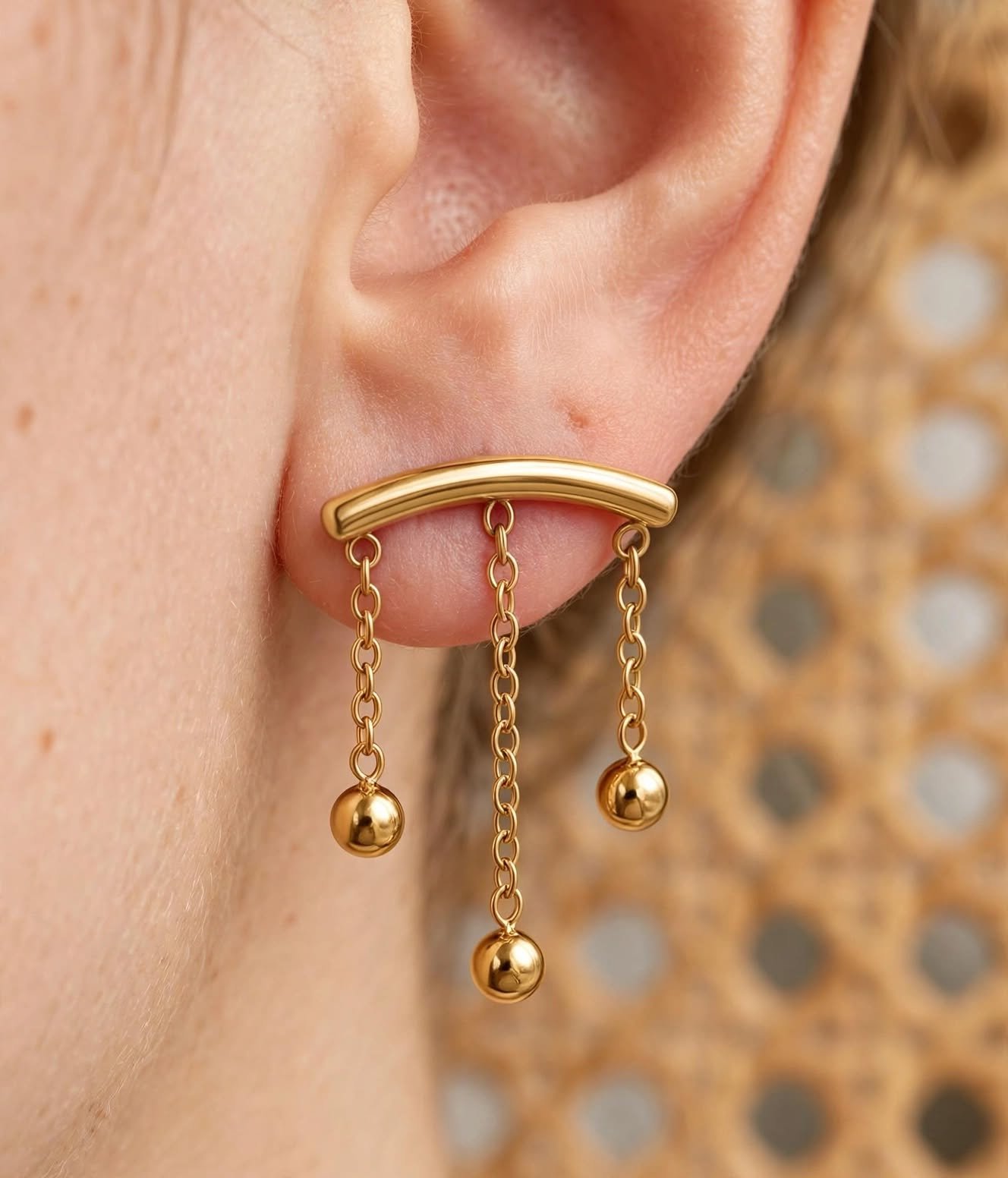 Triple Ball Chain Bar Studs
